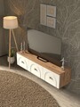 Comoda TV, Hanah Home, Norvia 135, 135x32x35 cm, PAL, Pin Atlantic / Alb
