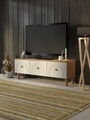 Comoda TV, Hanah Home, Serenta 135, 135x47x35 cm, PAL, Pin Atlantic / Alb