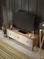 Comoda TV, Hanah Home, Serenta 135, 135x47x35 cm, PAL, Pin Atlantic / Alb