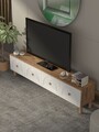 Comoda TV, Hanah Home, Arcera, 180x47x35 cm, PAL, Pin Atlantic / Alb