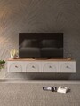 Comoda TV, Hanah Home, Lunera 180, 180x32x35 cm, PAL, Pin Atlantic / Alb