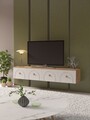 Comoda TV, Hanah Home, Norvia 180, 180x32x35 cm, PAL, Pin Atlantic / Alb