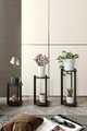 Suport din lemn pentru plante, Hanah Home, Flower Desk Round, MDF , Negru