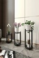 Suport din lemn pentru plante, Hanah Home, Flower Desk Round, MDF , Negru