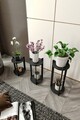 Suport din lemn pentru plante, Hanah Home, Flower Desk Round, MDF , Negru