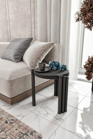 Set masute 3 piese, Hanah Home, Lavia 3, MDF , Negru