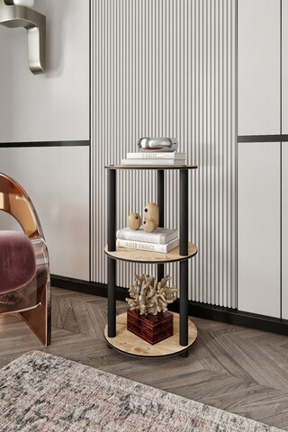 Corp biblioteca, Hanah Home, Bookcase 3-Tier Round, 34x72x34 cm, MDF , Stejar