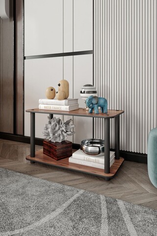 Masuta de cafea, Hanah Home, Bookcase 2-Tiers Rect, 30x38x60 cm, MDF , Maro