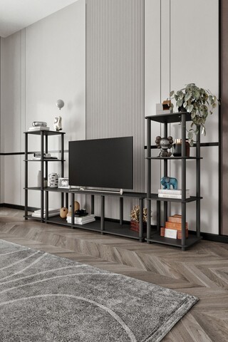 Comoda TV, Hanah Home, Grand, 188x106x34 cm, MDF , Negru