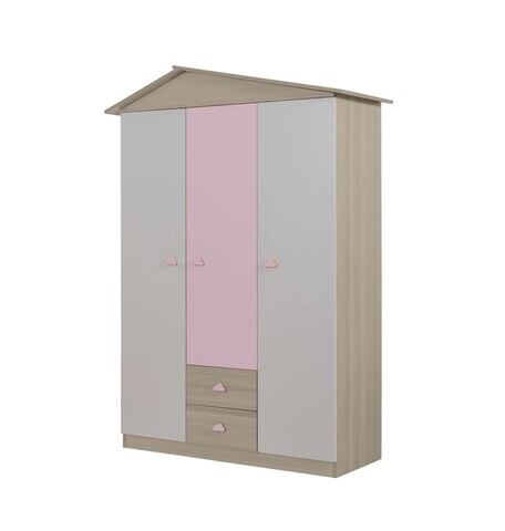 Dulap pentru haine, Hanah Home, Ayder New, 130x204x57 cm, PAL, Roz