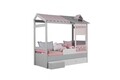 House Bed, Hanah Home, Ayder, 216x197x115 cm, PAL, Roz / Gri