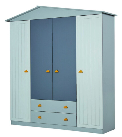 4 Door Wardrobe, Hanah Home, Ayder, 192x210x57 cm, PAL, Gri