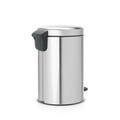 Cos de gunoi cu pedala, Brabantia, NewIcon Fingerprint Proof, 12 L, 33.8x25.1x41.1 cm, otel, argintiu