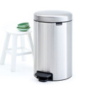 Cos de gunoi cu pedala, Brabantia, NewIcon Fingerprint Proof, 12 L, 33.8x25.1x41.1 cm, otel, argintiu