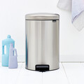 Cos de gunoi cu pedala, Brabantia, NewIcon Fingerprint Proof, 20 L, 38x29x46.7 cm, otel, argintiu