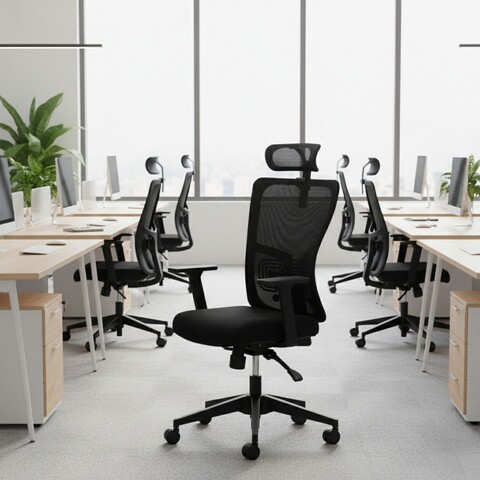 Scaun de birou, Hanah Home, Lumbar 126, 61x126x68 cm, Plastic, Negru