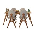 Set masa si scaune, 5 piese, Hanah Home, Touch (4S), Lemn, Stejar / Bej