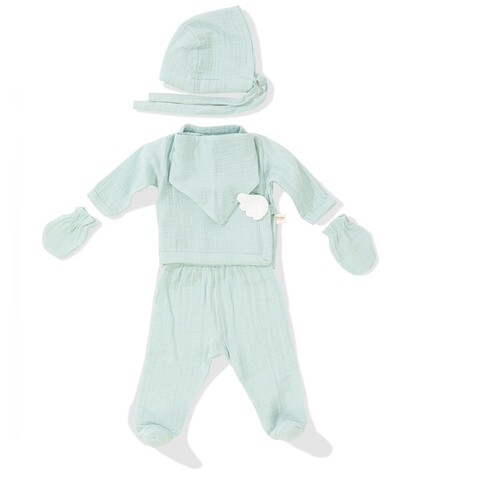 Newborn Baby Set (5 Pieces), Wallxpert, Angel Wings, Bumbac, Verde menta