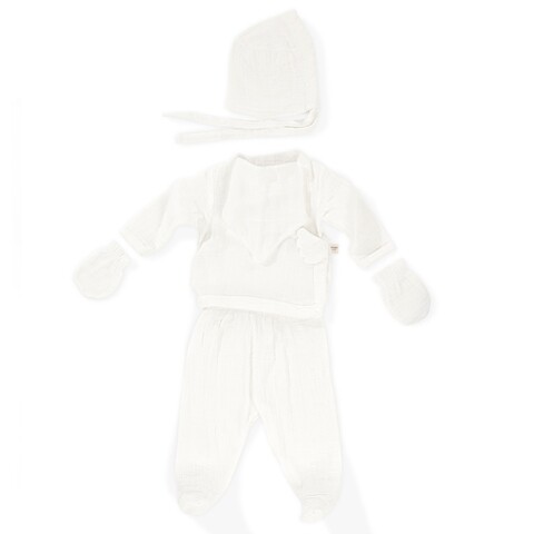 Newborn Baby Set (5 Pieces), Wallxpert, Angel Wings, Bumbac, Alb