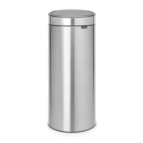 Cos de gunoi cu soft touch, Brabantia, Touch New Matt Fingerprint Proof, 30 L, 32x29.5x72 cm, otel, argintiu