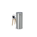 Cos de gunoi cu soft touch, Brabantia, Touch New Matt Fingerprint Proof, 30 L, 32x29.5x72 cm, otel, argintiu