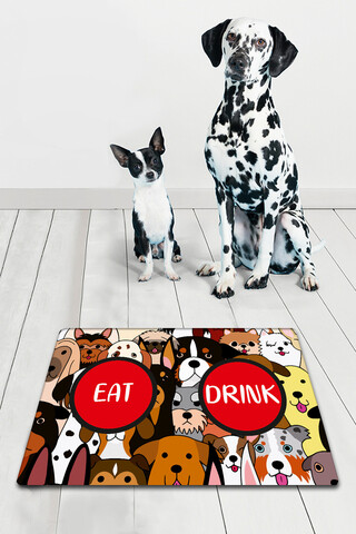 Covoras litiera pentru colectarea granulelor de nisip, Paws & Whiskers, Dog's Bowl, PVC, Multicolor