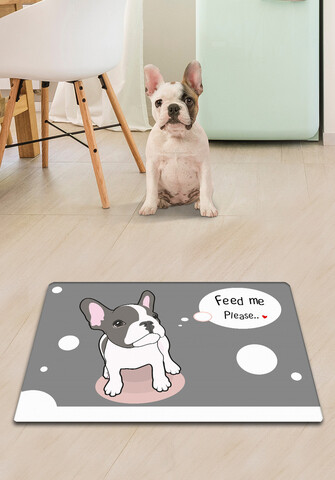 Covoras litiera pentru colectarea granulelor de nisip, Paws & Whiskers, Feed Me, PVC, Multicolor