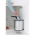 Cos de gunoi pentru dulap, Brabantia, Brilliant Steel, 15 L, 30x29.3x34.7 cm, otel, argintiu