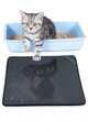 Covoras litiera pentru colectarea granulelor de nisip, Paws & Whiskers, Kitty, Upper: 100% PVC, Albastru gri