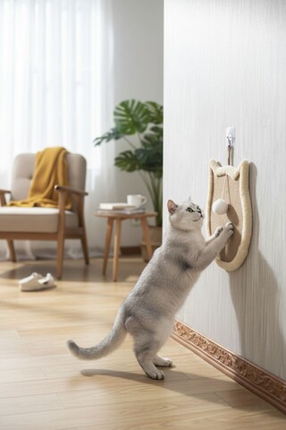 Jucărie pentru pisici din material textil, Paws & Whiskers, Kedi, Tesatura Welsoft, Crem