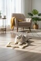 Jucărie pentru pisici din material textil, Paws & Whiskers, Kedi, Tesatura Welsoft, Crem