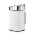 Cos de gunoi cu soft touch, Brabantia, White, cu fixare pe perete, 3 L, 18.4x18x28 cm, otel, alb