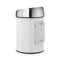 Cos de gunoi cu soft touch, Brabantia, White, cu fixare pe perete, 3 L, 18.4x18x28 cm, otel, alb