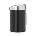 Cos de gunoi cu soft touch, Brabantia, Matt, cu fixare de perete, 3 L, 18.4x18x28 cm, otel, negru mat