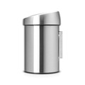 Cos de gunoi cu soft touch, Brabantia, Matt Steel, cu fixare de perete, 3 L, 18.4x18x28 cm, otel, argintiu