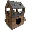 Casă pentru pisici, Paws & Whiskers, Nessa, MDF, Antracit / Stejar