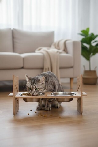 Bol pentru hrana animale de companie, Paws & Whiskers, Apvm5, MDF , Multicolor