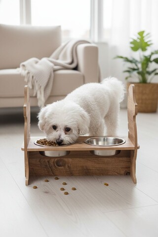 Bol pentru hrana animale de companie, Paws & Whiskers, Apvm9, MDF , Multicolor