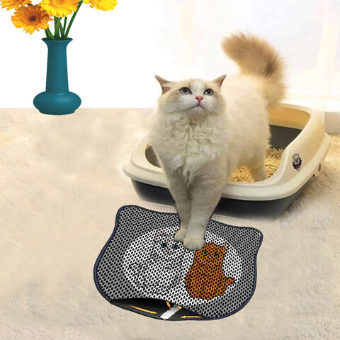 Covoras litiera pentru colectarea granulelor de nisip, Paws & Whiskers, Kdkafa0017, 50% PVC/50% poliester, Multicolor