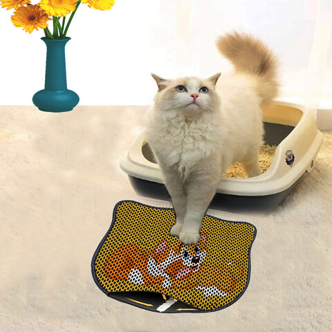 Covoras litiera pentru colectarea granulelor de nisip, Paws & Whiskers, Kdkafa0021, 50% PVC/50% poliester, Multicolor