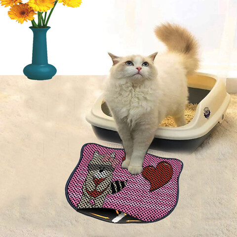 Covoras litiera pentru colectarea granulelor de nisip, Paws & Whiskers, Kdkafa0027, 50% PVC/50% poliester, Multicolor