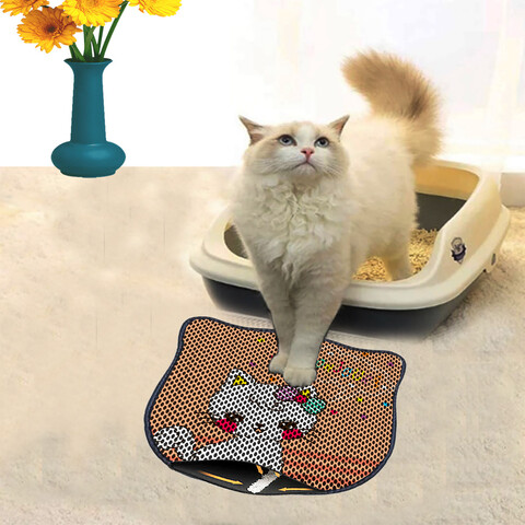 Covoras litiera pentru colectarea granulelor de nisip, Paws & Whiskers, Kdkafa0050, 50% PVC/50% poliester, Multicolor