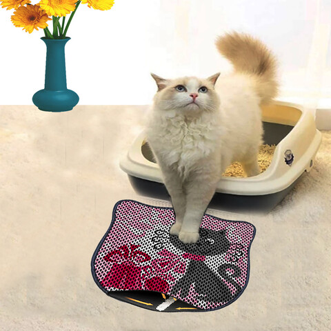 Covoras litiera pentru colectarea granulelor de nisip, Paws & Whiskers, Kdkafa0058, 50% PVC/50% poliester, Multicolor