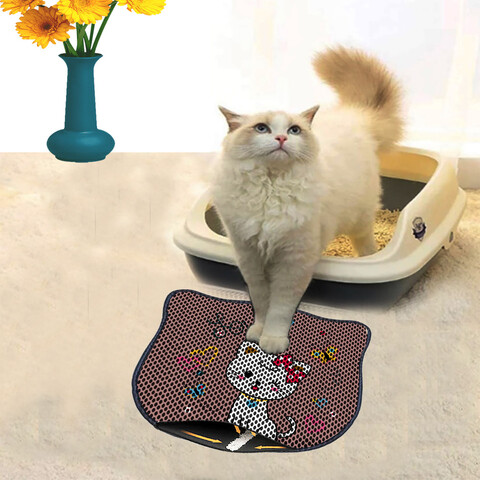 Covoras litiera pentru colectarea granulelor de nisip, Paws & Whiskers, Kdkafa0059, 50% PVC/50% poliester, Multicolor