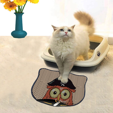 Covoras litiera pentru colectarea granulelor de nisip, Paws & Whiskers, Kdkafa0078, 50% PVC/50% poliester, Multicolor