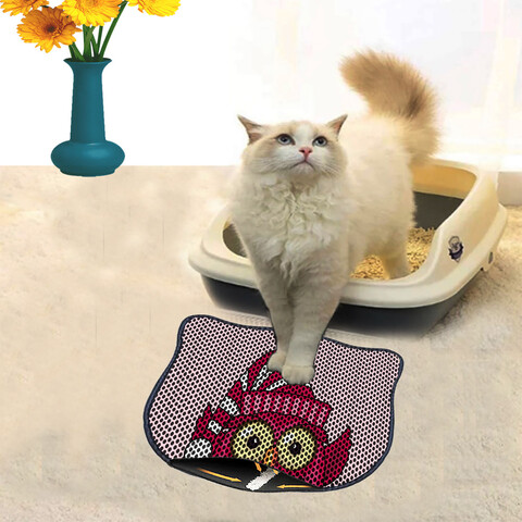 Covoras litiera pentru colectarea granulelor de nisip, Paws & Whiskers, Kdkafa0082, 50% PVC/50% poliester, Multicolor