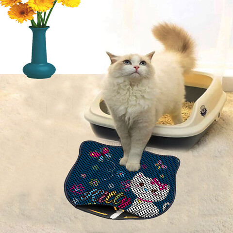 Covoras litiera pentru colectarea granulelor de nisip, Paws & Whiskers, Kdkafa0085, 50% PVC/50% poliester, Multicolor