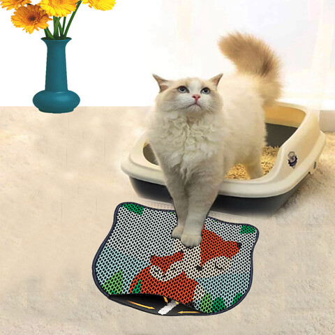 Covoras litiera pentru colectarea granulelor de nisip, Paws & Whiskers, Kdkafa0097, 50% PVC/50% poliester, Multicolor