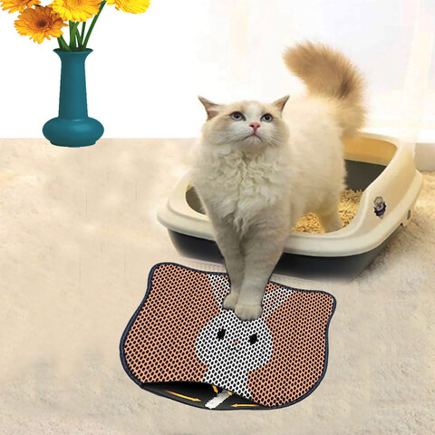 Covoras litiera pentru colectarea granulelor de nisip, Paws & Whiskers, Kdkafa0098, 50% PVC/50% poliester, Multicolor