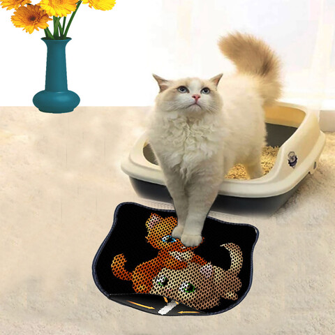 Covoras litiera pentru colectarea granulelor de nisip, Paws & Whiskers, Kdkafa0100, 50% PVC/50% poliester, Multicolor